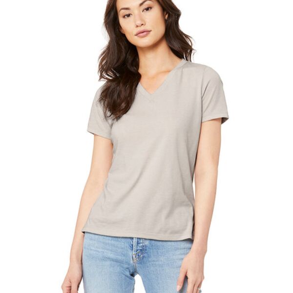 Ladies' Relaxed Heather CVC Jersey V-Neck T-Shirt Thumbnail